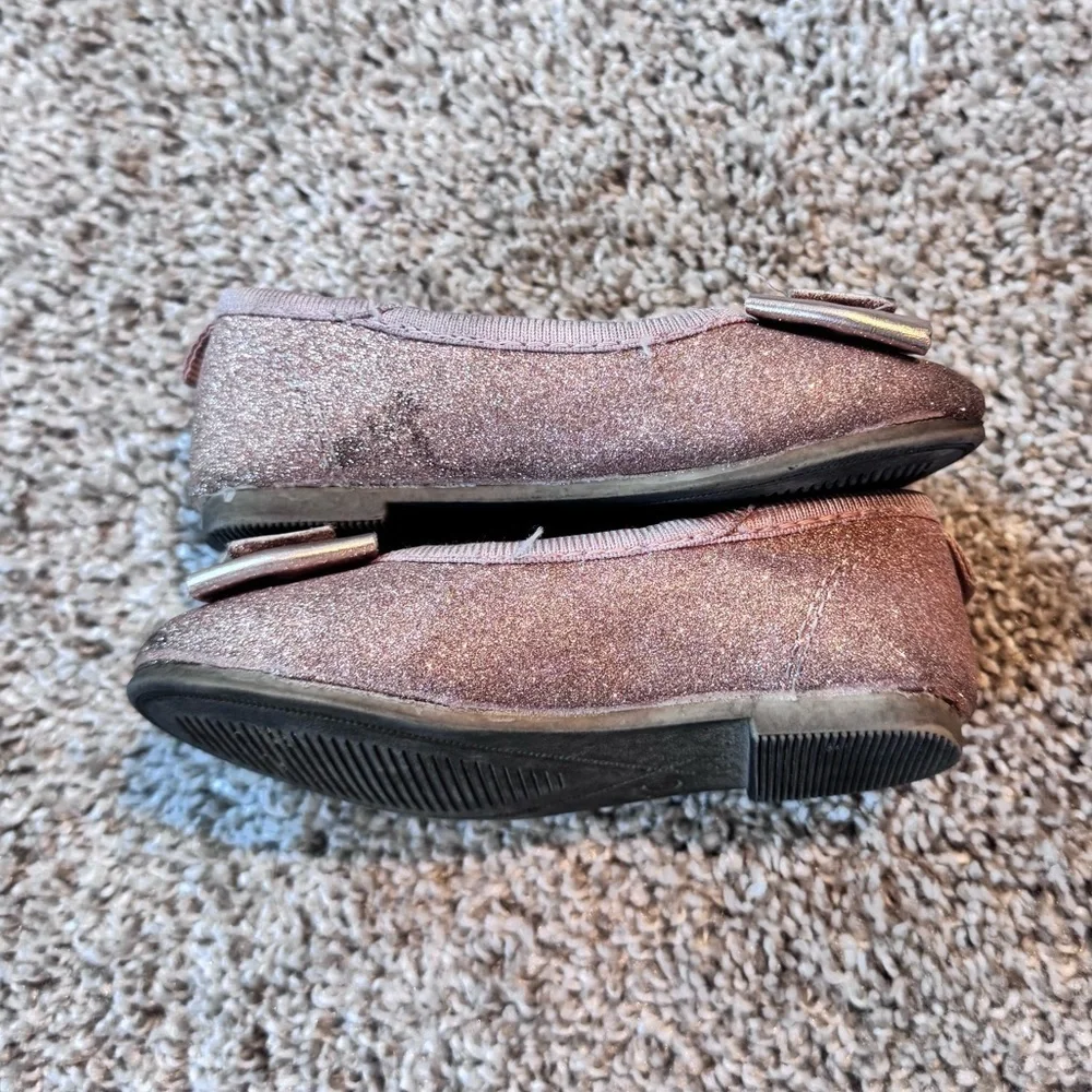 Carter's toddler girl pink glitter dress shoes slip on shoes with bow size 6